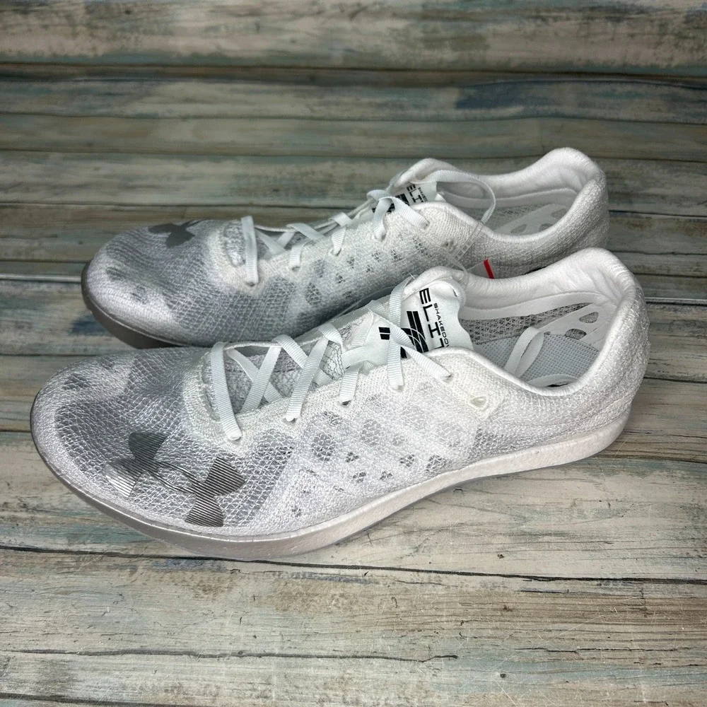 Under Armour Shakedown Elite‎ White Track Field Shoes Cleats Mens 12 Womens 13.5